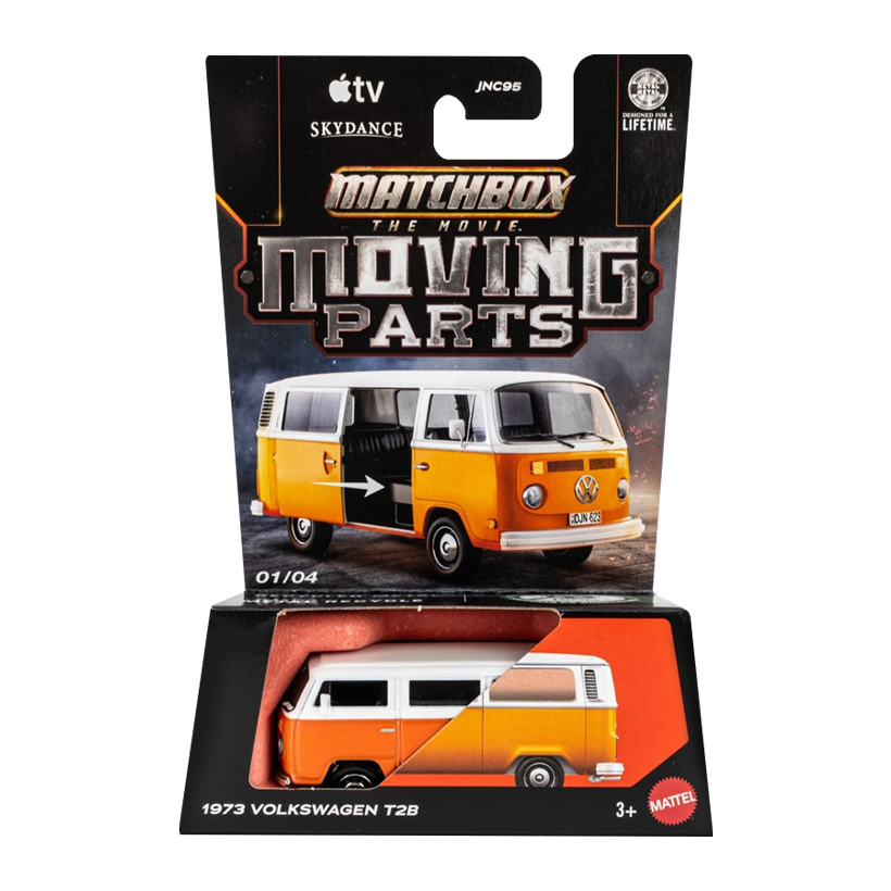 Тематическая Машинка Matchbox 1973 Volkswagen T2b The Movie Series Moving Parts 1:64 JHV23 Orange - Retromagaz