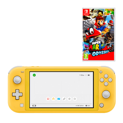 Набір Консоль Nintendo Switch Lite 32GB Yellow Новий  + Гра Super Mario Odyssey Російські Субтитри - Retromagaz