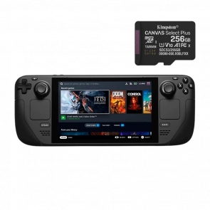 Набор Консоль Valve Steam Deck 512GB Black Б/У + Карта памяти Canvas Select Plus UHS-I U3 V30 A1 SD Adapter 256GB - Retromagaz