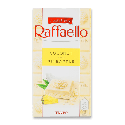 Шоколад Білий Raffaello з Ананасом і Кокосом 90g - Retromagaz