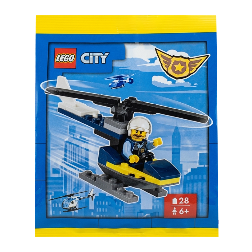 Конструктор Lego Фигурка Policeman with Helicopter Paper Bag City 952402 cty1728 Новый - Retromagaz