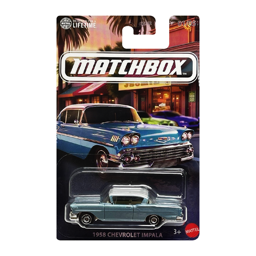 Тематична Машинка Matchbox 1958 Chevrolet Impala European Streets 1:64 JCG43 Blue - Retromagaz