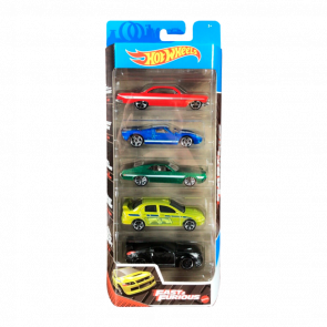 Машинка Базова Hot Wheels '61 Impala / Ford GT-40 / Gran Torino  / Lancer Evolution / Nissan 350Z Fast & Furious GTN40 Green 5шт Новий - Retromagaz