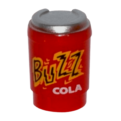 Їжа Lego Take Out Cup with Metallic Silver Lid and 'BUZZ COLA' 15496pb03 6109245 Red Б/У - Retromagaz