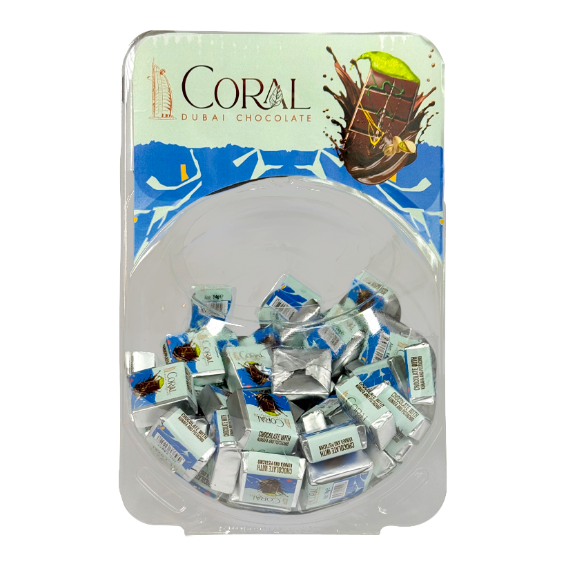 Набор Шоколад 120шт Coral Дубайский с Фисташкой 30% Мини 14g - Retromagaz