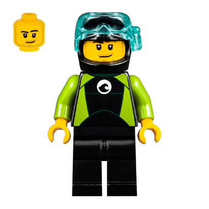 Фігурка Lego 973pb2739 Male Black Wetsuit with White Logo City Harbor cty0958 Б/У - Retromagaz