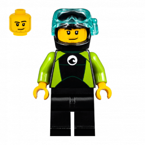 Фігурка Lego Harbor 973pb2739 Male Black Wetsuit with White Logo City cty0958 Б/У - Retromagaz