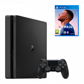 Консоль Sony PlayStation 4 Slim 500GB Black Б/У + Гра FIFA 22 Російська Озвучка Б/У Хороший