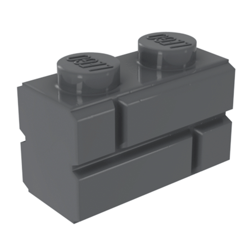 Кубик 10шт Lego Модифікована with Masonry Profile 1 x 2 98283 6000311 Dark Bluish Grey Б/У - Retromagaz
