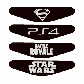 Наклейка RMC PlayStation 4 На Світлову Панель Superman + PS4 + BattleRoyale + StarWars Black Новий