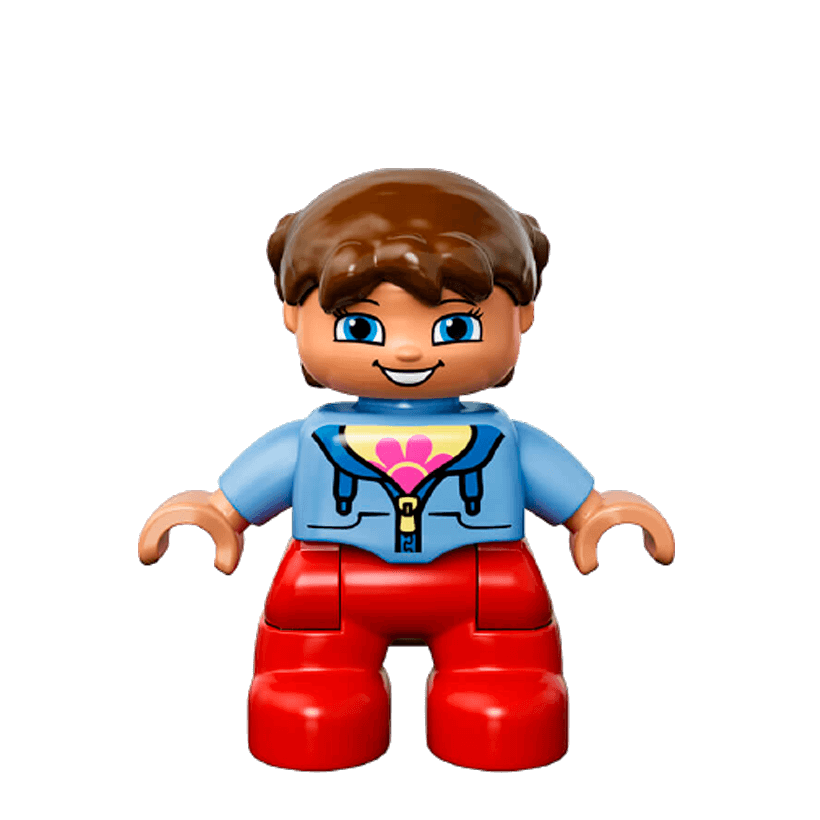 Фигурка Lego Girl Red Legs Medium Blue Jacket Duplo 47205pb030 Б/У - Retromagaz