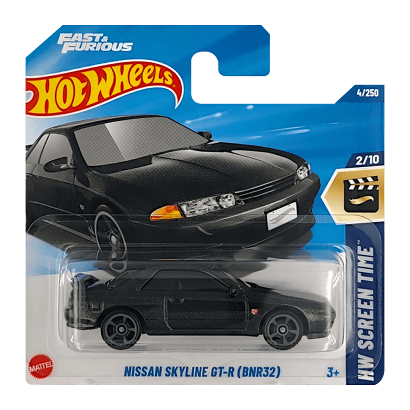 Машинка Базовая Hot Wheels Skyline GT-R (BNR32) Fast & Furious Screen Time 1:64 HYY72 Black - Retromagaz
