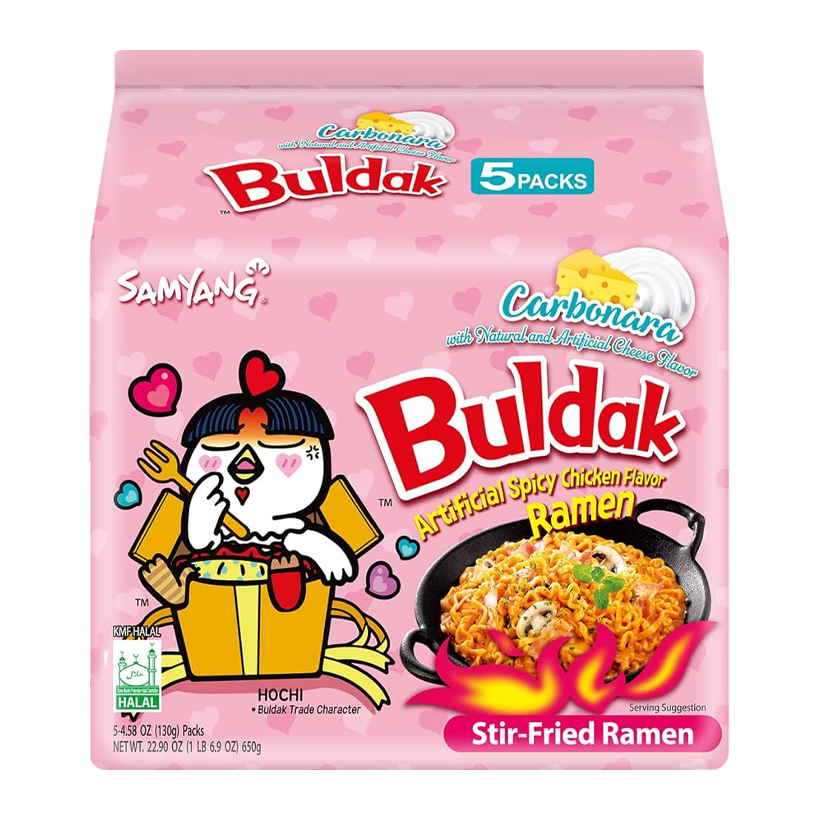 Набор Лапша 5шт Samyang Buldak Carbonara (Курица в Соусе Карбонара) Острая 130g - Retromagaz