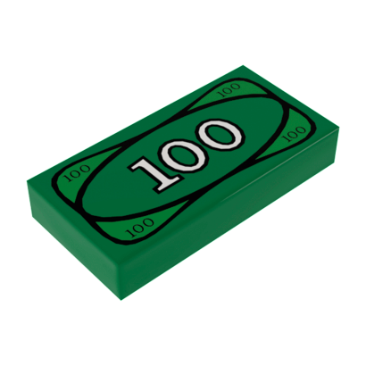 Плитка Lego Groove with 100 Dollar Bill Money Pattern Декоративна 1 x 2 3069bpx7 4295260 Green 10шт Б/У - Retromagaz
