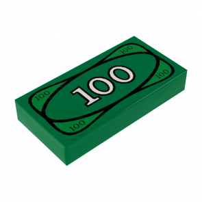 Плитка Lego Groove with 100 Dollar Bill Money Pattern Декоративна 1 x 2 3069bpx7 4295260 Green 10шт Б/У