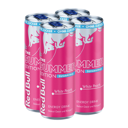 Набор Напиток Энергетический 4шт Red Bull Summer Edition White Peach Sugar Free 250ml - Retromagaz