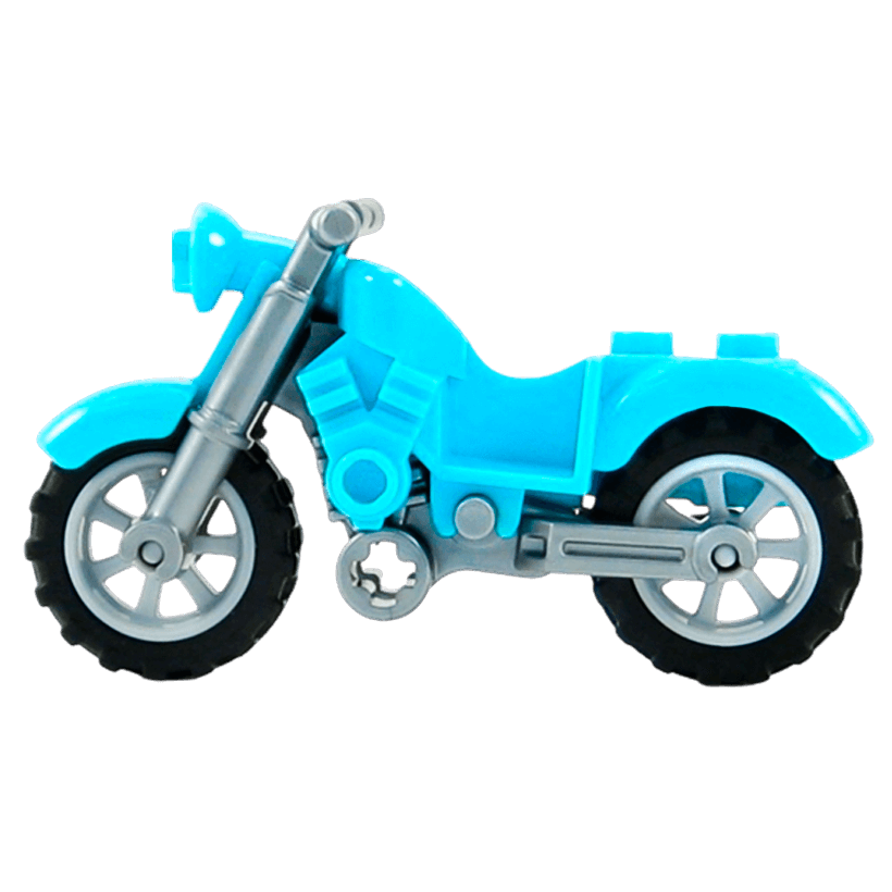 Транспорт Lego Мотоцикл Vintage Flat Silver Chassis and Light Bluish Gray Wheels 85983c02 Medium Azure Б/У - Retromagaz