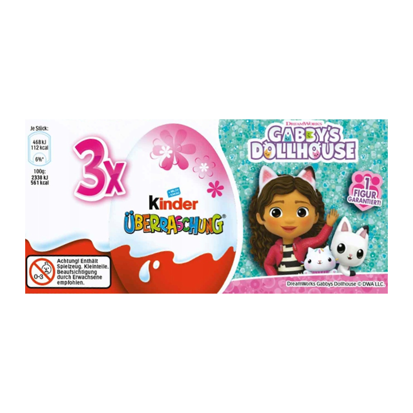 Шоколадное Яйцо Kinder Surprise Бокс Gabby's Dollhouse 3 Яйца 60g - Retromagaz