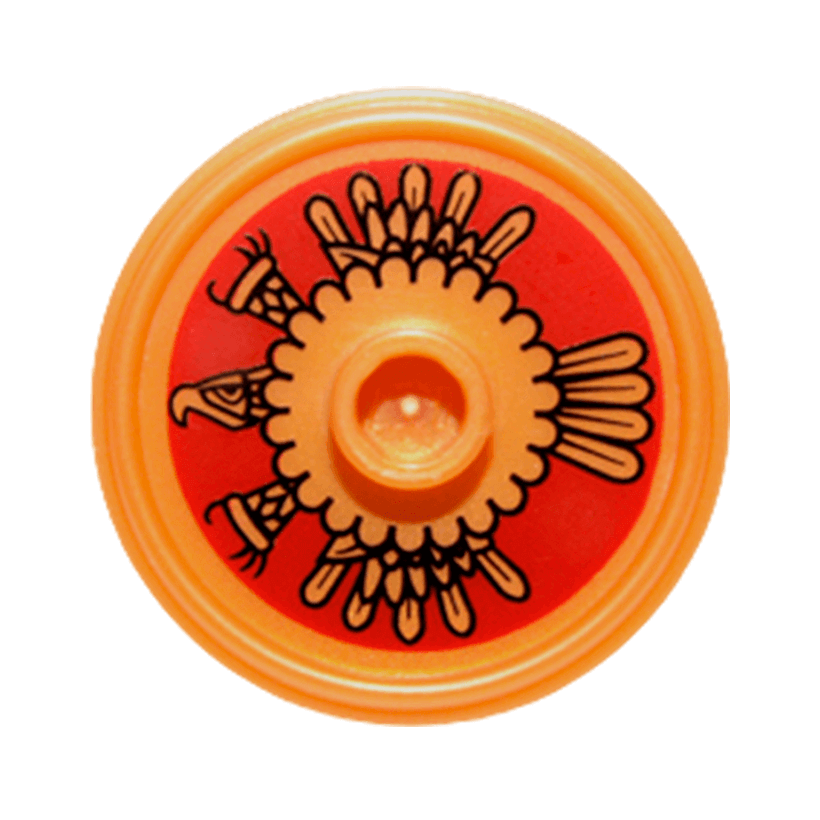 Оружие Lego Щит Round with Stud and Ring Around Edge with Dark Red 91884pb003 6003106 Pearl Gold Б/У - Retromagaz