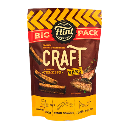 Сухарики Flint Ржано-пшеничные Гренки со Вкусом "Стейк BBQ" 130g - Retromagaz