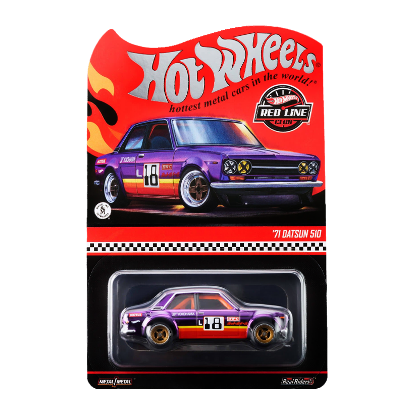 Машинка Premium Hot Wheels '71 Datsun 510 Red Line Club RLC 1:64 JJY57 Purple - Retromagaz