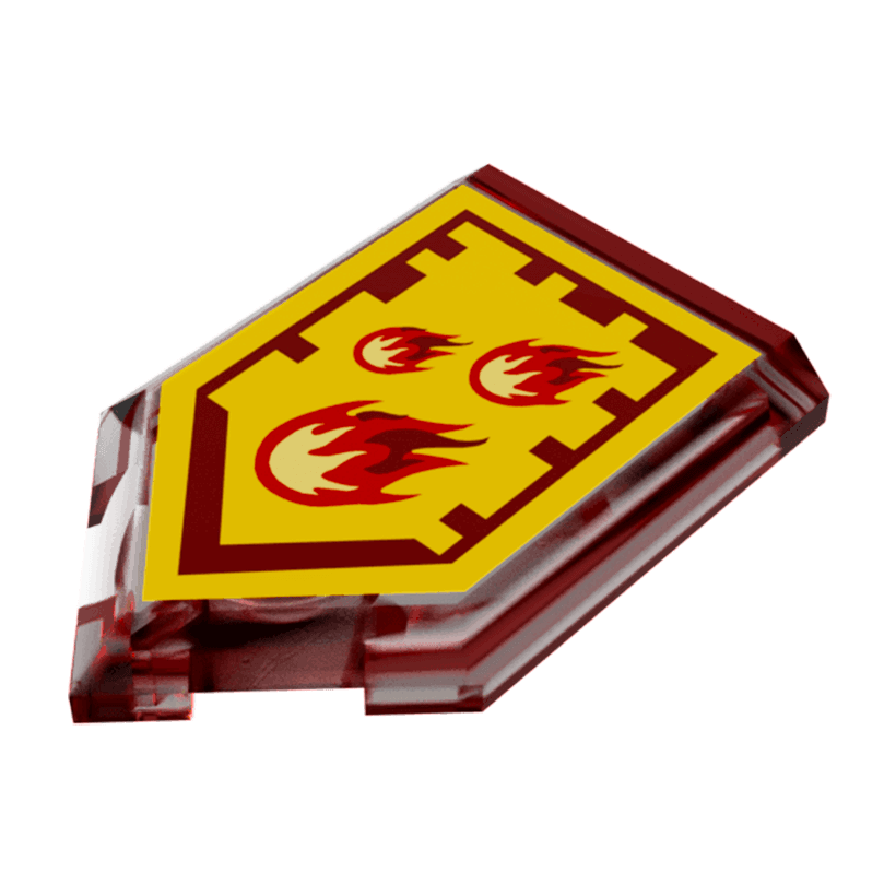Плитка 4шт Lego Модифікована Декоративна Pentagonal Nexo Power Shield Pattern Incinerate 2 x 3 22385pb008 6133525 Trans-Red Б/У - Retromagaz