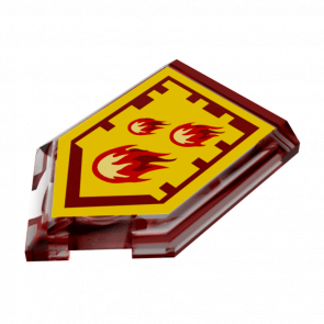 Плитка Lego Модифікована Декоративна Pentagonal Nexo Power Shield Pattern Incinerate 2 x 3 22385pb008 6133525 Trans-Red 4шт Б/У - Retromagaz