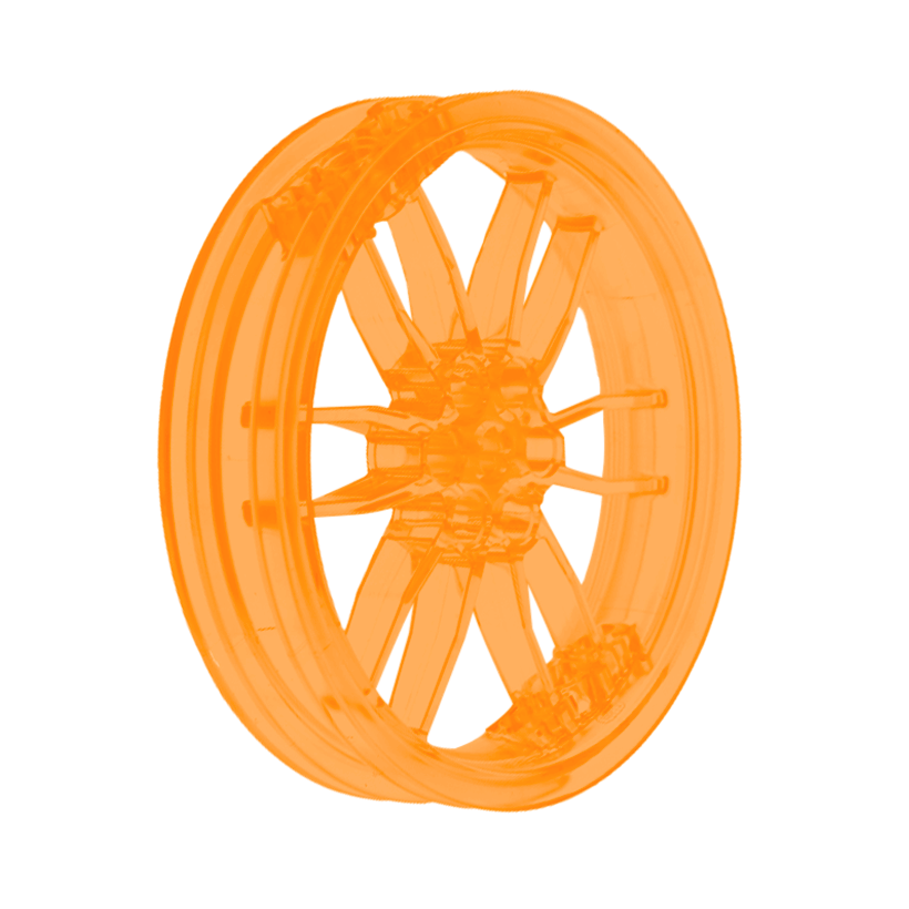 Колесо Lego Диск Motorcycle 75mm D. x 17mm 88517 52051 6125718 Trans-Orange 4шт Б/У - Retromagaz