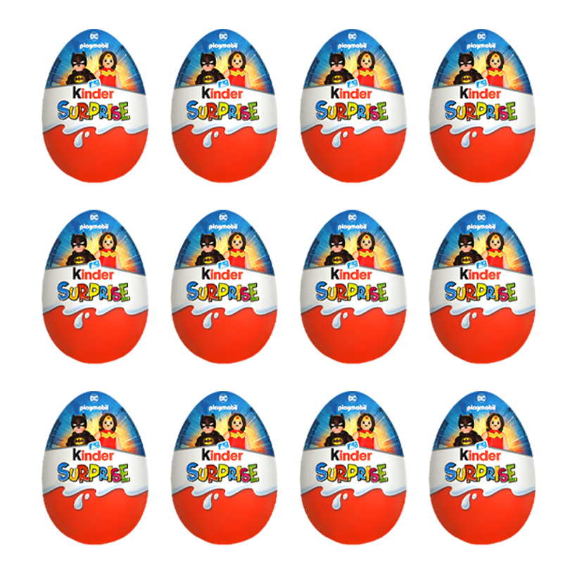 Набор Шоколадное Яйцо 12шт Kinder Surprise DC x Playmobil 20g - Retromagaz