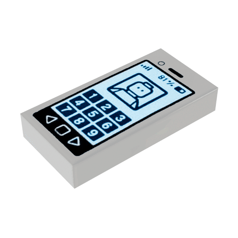 Плитка Lego Декоративная Groove with Cell Phone with '81%' and Minifigure 1 x 2 3069bpb0304 6076806 Light Bluish Grey Б/У - Retromagaz