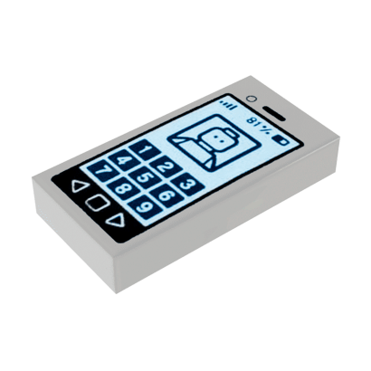 Плитка Lego Groove with Cell Phone with '81%' and Minifigure on Screen Pattern Декоративная 1 x 2 3069bpb0304 6076806 Light Bluish Grey 2шт Б/У - Retromagaz