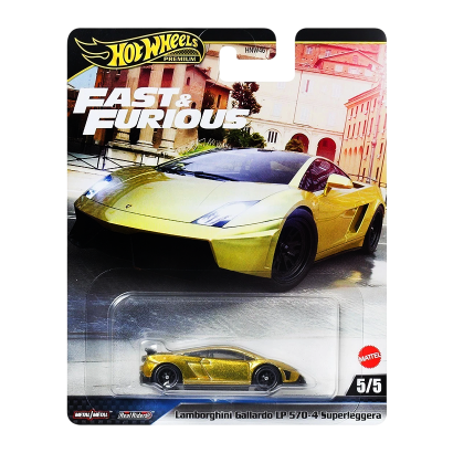 Машинка Premium Hot Wheels Lamborghini Gallardo LP 570-4 Superleggera Fast & Furious 1:64 JBM01 Gold - Retromagaz