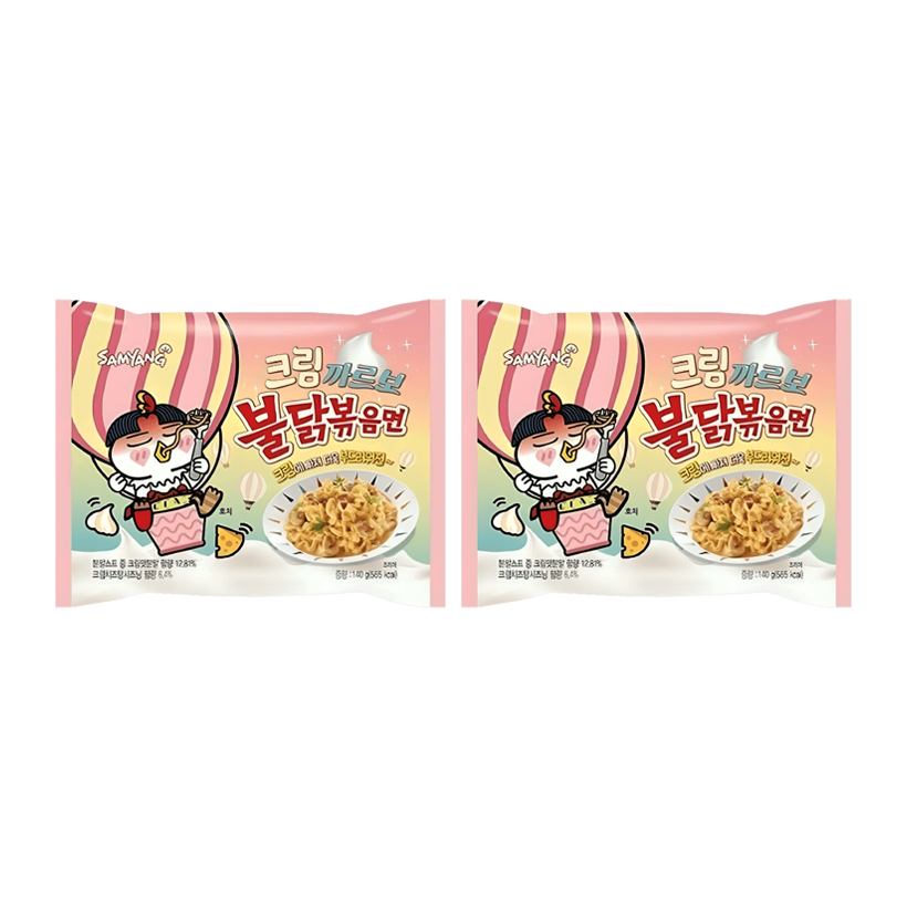 Набор Лапша 2шт Samyang Buldak Cream Carbonara (Карбонара с Кремом) Средне Острая 130g - Retromagaz