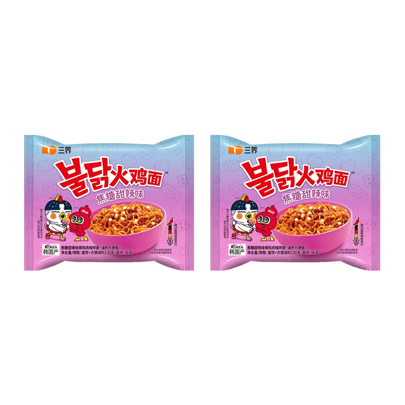 Набор Лапша 2шт Samyang Buldak Swicy Sweet & Spicy Chicken Ramen Средне Острая 130g - Retromagaz