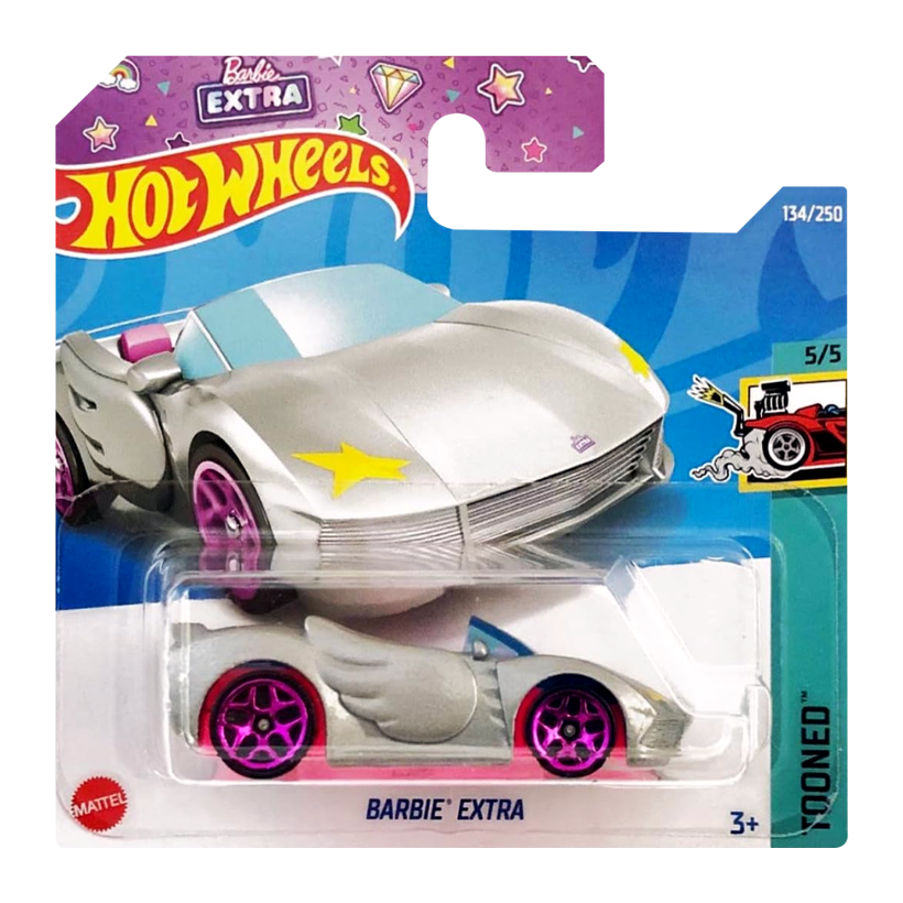 Машинка Базовая Hot Wheels Barbie Extra Tooned 1:64 HCT35 Metallic Silver - Retromagaz