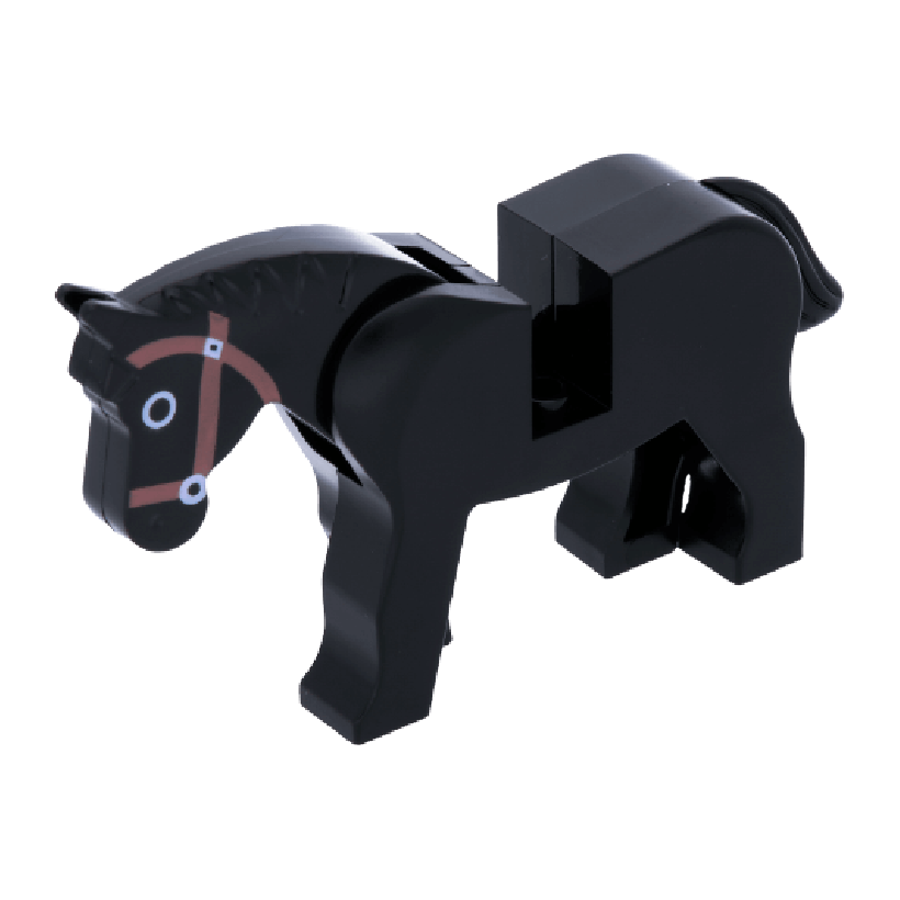 Фигурка Lego Земля Horse with Black Eyes Circled with White Brown Bridle Pattern Animals 4493c01pb02 4225611 Black Б/У - Retromagaz