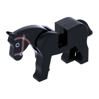 Фігурка Lego Horse with Black Eyes Circled with White Brown Bridle Pattern Animals Земля 4493c01pb02 4225611 Black Б/У - Retromagaz