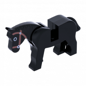Фигурка Lego Horse with Black Eyes Circled with White Brown Bridle Pattern Animals Земля 4493c01pb02 4225611 Black Б/У