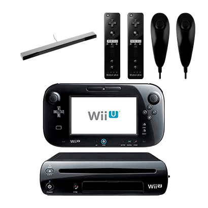 Набор Консоль Nintendo Wii U Модифицированная 96GB Black + 10 Встроенных Игр Б/У  + Сенсор Движения Проводной RMC Sensor Bar Silver Новый + Контроллер   Nunchuk  2шт + Беспроводной  Remote Plus  2шт - Retromagaz