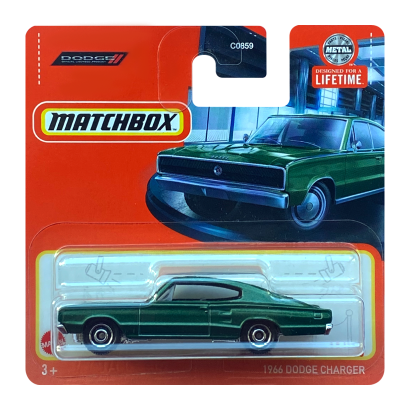 Машинка Большой Город Matchbox 1966 Dodge Charger Showroom 1:64 HVN82 Dark Green - Retromagaz