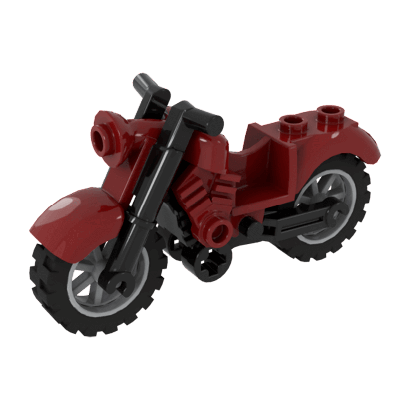 Транспорт Lego Мотоцикл Vintage Black Chassis and Light Bluish Gray Wheels 85983c01 Dark Red Б/У - Retromagaz