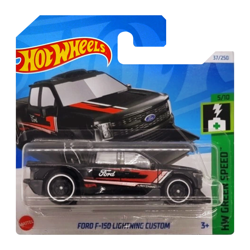 Машинка Базова Hot Wheels Ford F-150 Lightning Custom Green Speed 1:64 HTD01 Black - Retromagaz