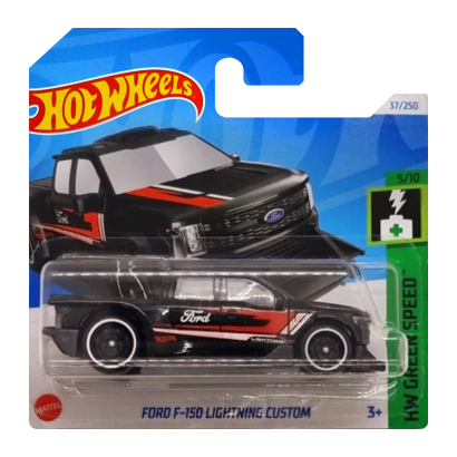 Машинка Базовая Hot Wheels Ford F-150 Lightning Custom Green Speed 1:64 HTD01 Black - Retromagaz