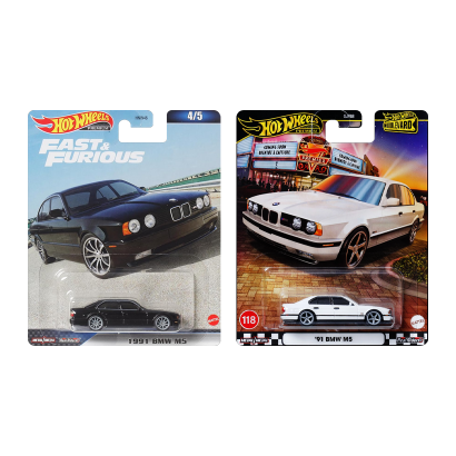 Набор Машинка Premium Hot Wheels 1991 BMW M5 Boulevard 1:64 JBL24 White  + Black Набор Машинка Premium Hot Wheels 1991 BMW M5 Boulevard 1:64 JBL24 White  + Black - Retromagaz