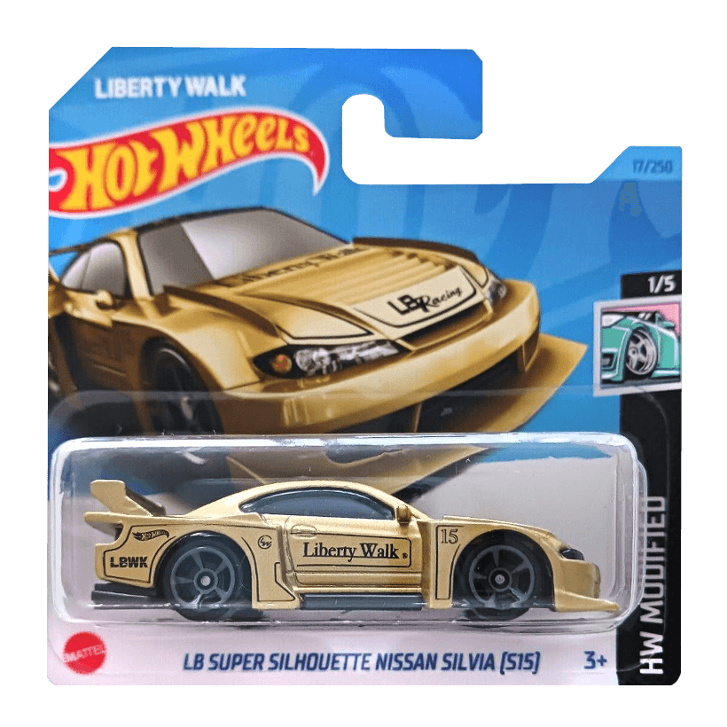 Машинка Базова Hot Wheels Liberty Walk LB Super Silhouette Nissan Silvia (S15) Modified 1:64 HKK47 Gold - Retromagaz