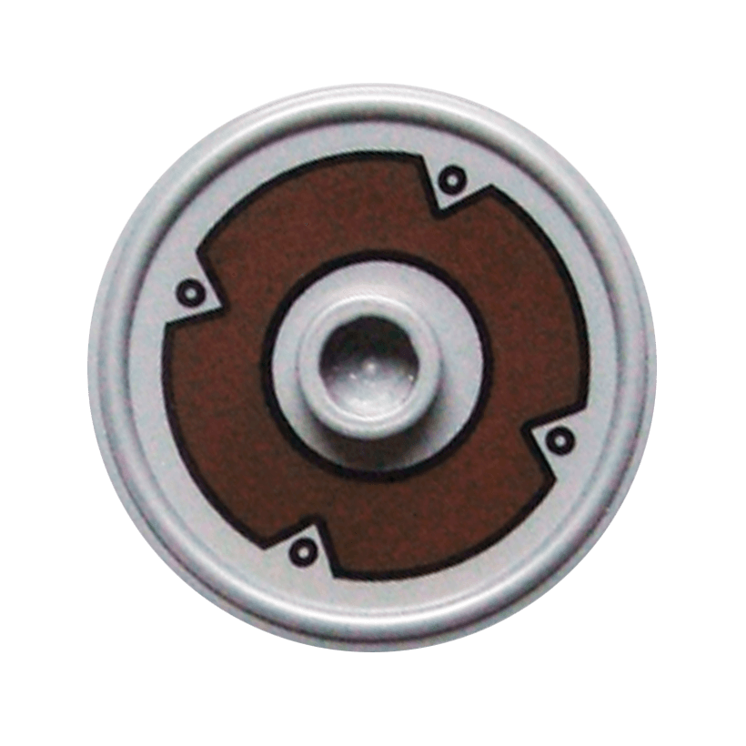 Зброя Lego Щит Round with Stud and Ring Around Edge 91884pb004 6008882 6034914 Flat Silver Б/У - Retromagaz