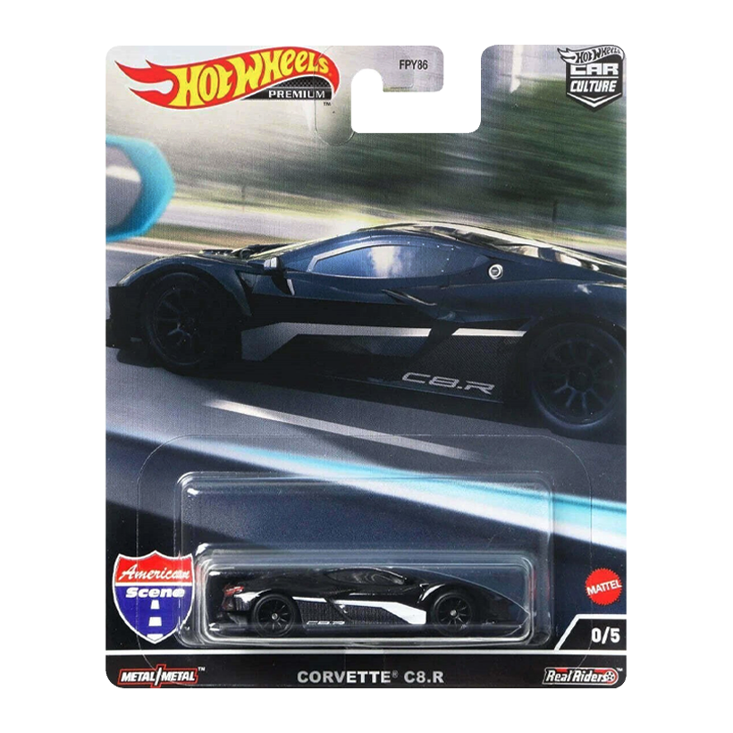 Машинка Premium Hot Wheels Corvette C8.R Chase American Scene 1:64 HCK06 Black - Retromagaz