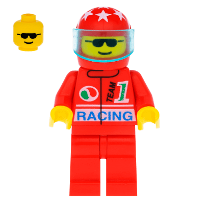 Фигурка Lego 973px36 Red Helmet 7 White Stars City Race oct026 Б/У - Retromagaz