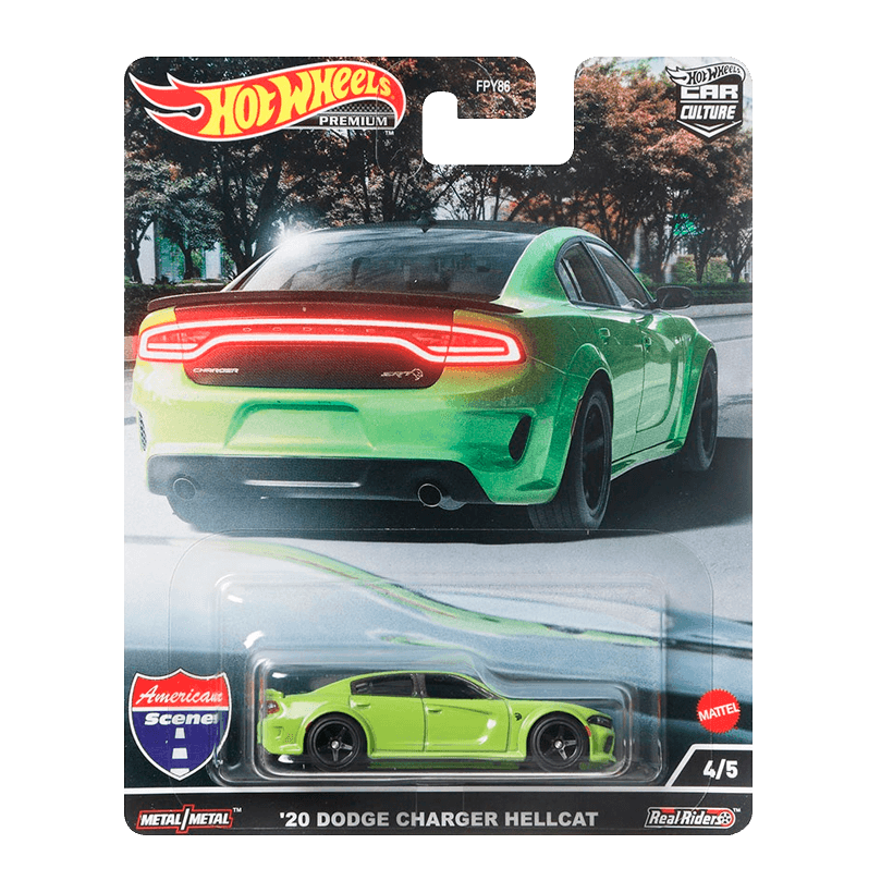 Машинка Premium Hot Wheels '20 Dodge Charger Hellcat American Scene 1:64 HCK04 Green - Retromagaz