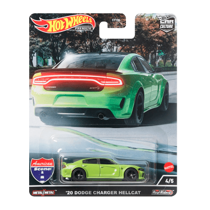 Машинка Premium Hot Wheels '20 Dodge Charger Hellcat American Scene 1:64 HCK04 Green - Retromagaz